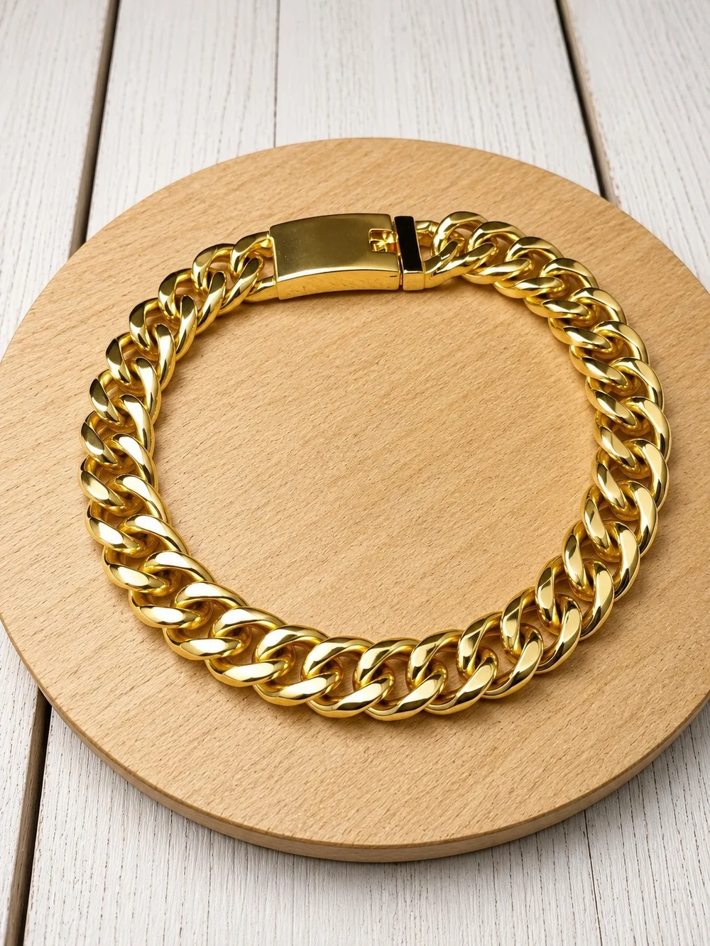 Gold Men’s Cuban Link Bracelet - Polished Chain